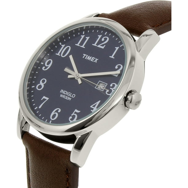 Timex Men s Easy Reader TW2P75900 Brown Leather Japanese Quartz Dress Watch Walmart