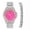 Silver Fushia, variant on Women's Baguette Cut Iced Out Diamond Watch - Drop it Down with This Bling'ed Out Crystal Tennis Bracelet on Your Wrist Ladies! - ST10372MLA-TB (ST10372MLA Metal SLV Fushia/Fushia- TB)