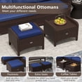 thumbnail image 6 of Costway 2 Pieces Outdoor Patio PE Wicker Ottomans with Removable Cushions Footstools Navy, 6 of 9