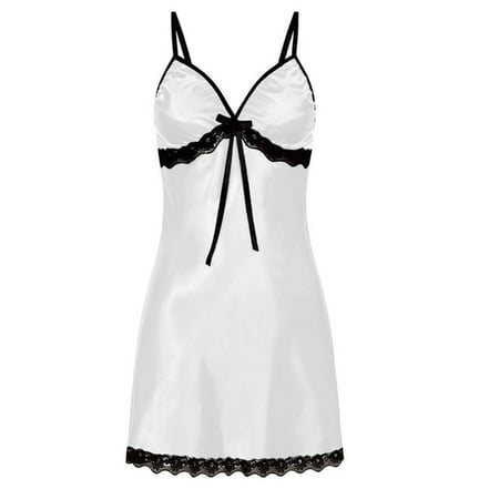 Women Bud Silk Condole Belt Nightgown Lingerie Silk Lace Robe Dress Night Dress Sleepwear