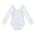 thumbnail image 4 of Runhomal Kids Girls Long Sleeves Round Neck Plain Ballet Dance Leotard Gymnastics Exercise Yoga White 8, 4 of 7
