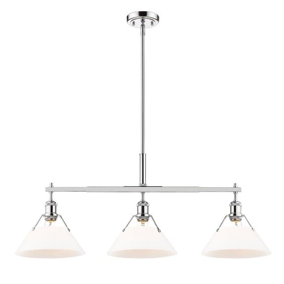 Orwell 3-Light Linear Pendant in Chrome with Opal Glass