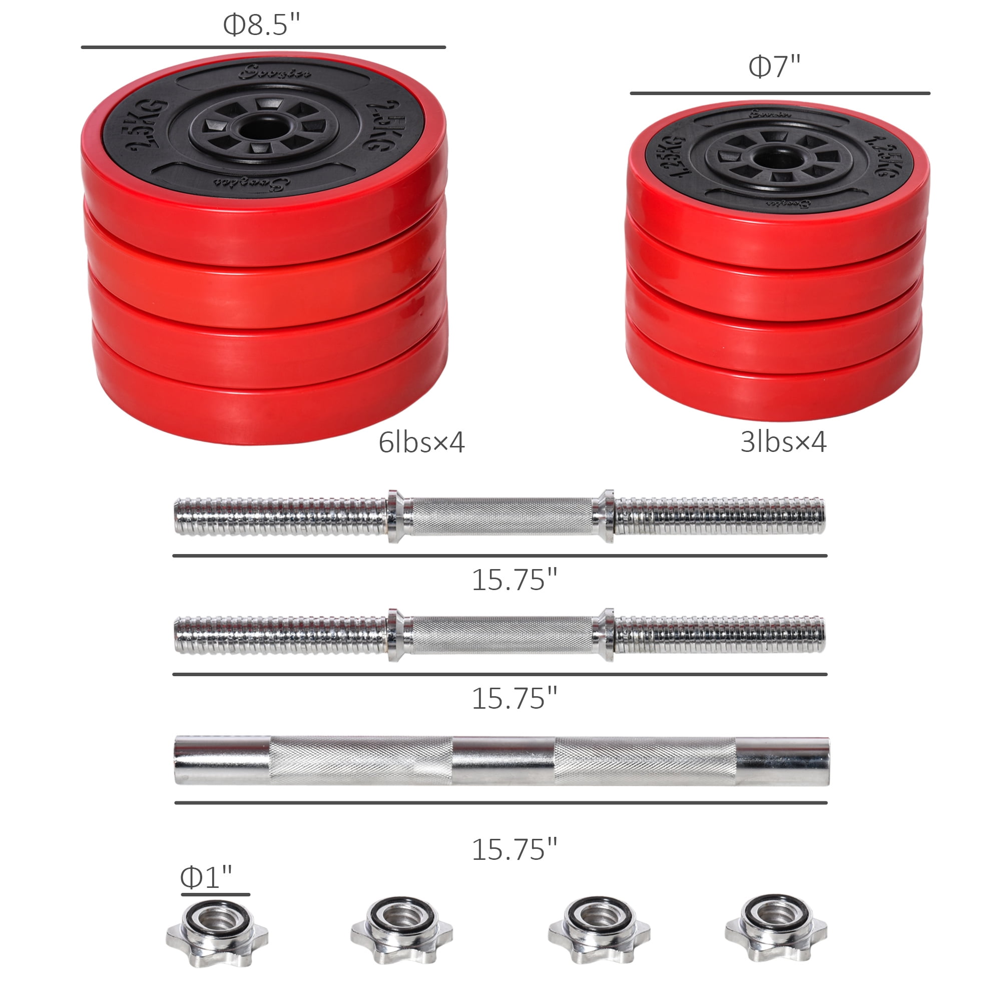 Soozier Adjustable Dumbbell Set, 44 lbs. Free Weight Set, 2-in-1 Adjustable Convertible Barbell, Home Gym Equipment Suitable for Men & Women