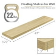thumbnail image 6 of Sorbus Extra Long Floating Shelves – Set of 3 Wall-Mounted Shelves (48"x9") for Bedroom, Kitchen, Living Room, Bathroom – Maplewood Farmhouse Décor, 6 of 6