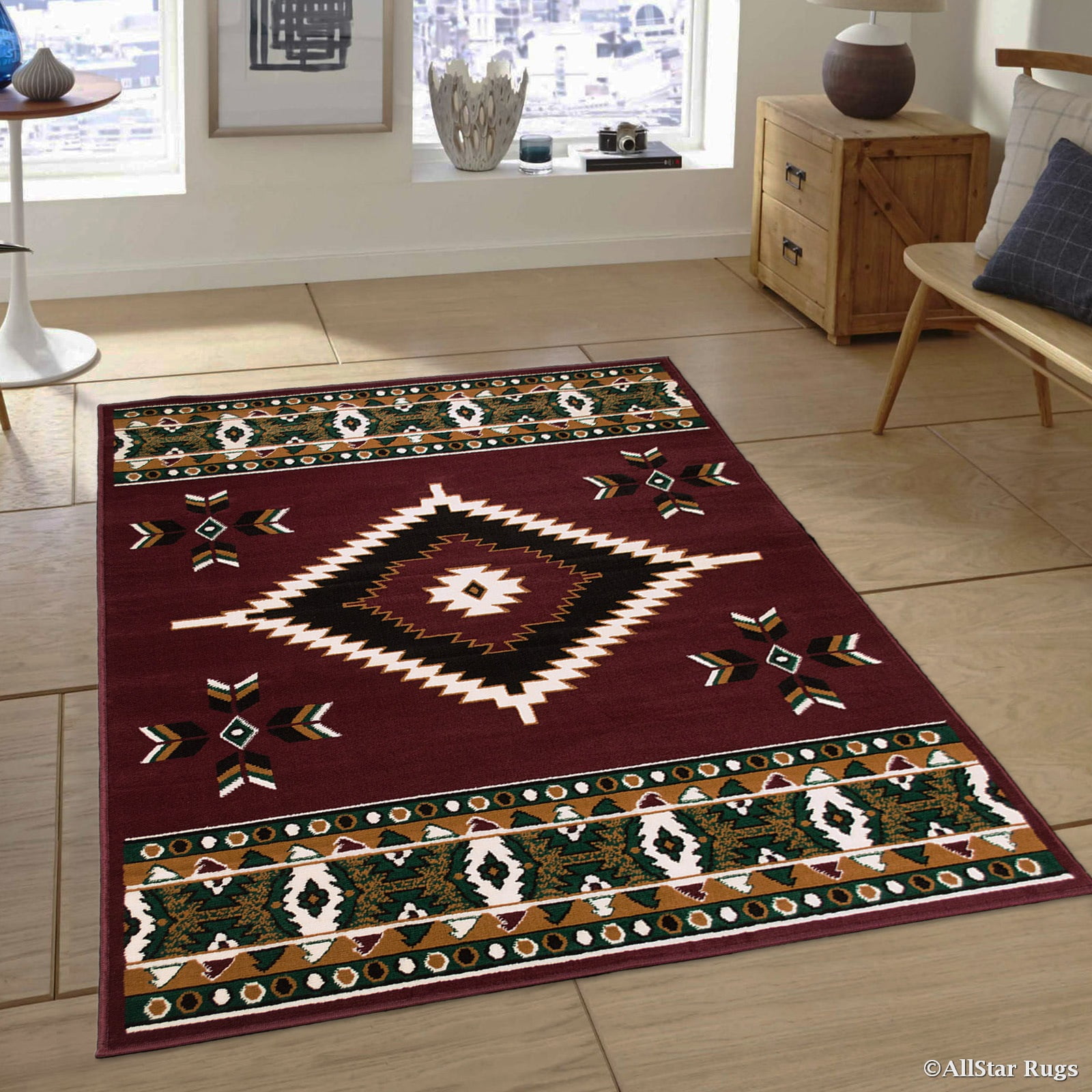 Allstar Burgundy Woven High Quality Rug. Traditional. Persian. Flower