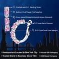 thumbnail image 2 of Gem Stone King 5.03 Ct Oval Pink Sapphire G-H Lab Grown Diamond 925 Sterling Silver Hoop Earrings, 2 of 5
