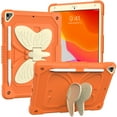thumbnail image 5 of JTCASES for iPad 10.2 inch 9th/8th/7th Generation (2021/2020/2019) Case, Crossbody Lanyard Pencil Holder Butterfly Wings Kickstand PC Silicone Kids-friendly Sockproof Back Shell, Beige +Orange, 5 of 8