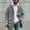 Gray, variant on Men's Hooded Sherpa Fleece Coat, Cable Textured Full Zip Fluffy Warm Mid Length Casual Fuzzy Winter Jacket with Side Pockets