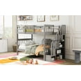 thumbnail image 3 of Bellemave Twin Over Twin Stairway Bunk Bed 2 Twin Bunk Bed with Storage Stairs Convertible 2 in 1 Bunk Bed Frame with Shelves and Guardrail, Gray, 3 of 10