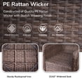 thumbnail image 3 of Hzzkey 5-Piece Outdoor Rattan Conversation Set, Sofa, Chairs, Ottoman, Peacock Blue Cushions, 3 of 11