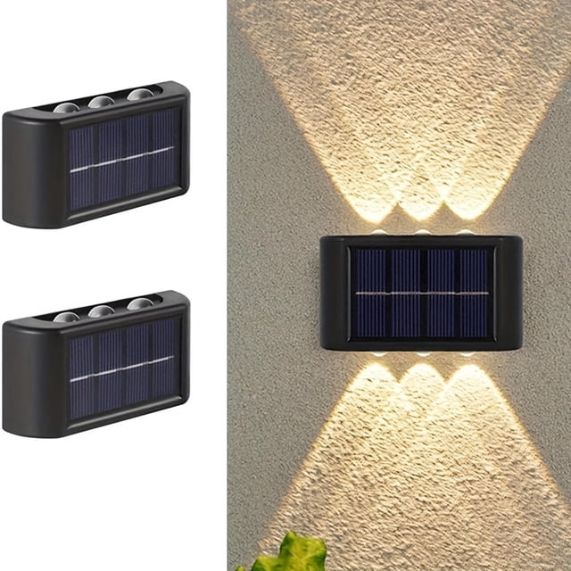 2 luces solares LED para exteriores, lámparas de luz solar para jardín, calles, paisajes, balcones, decoración, luces solares de pared fáciles de instalar para jardines, entradas y caminos