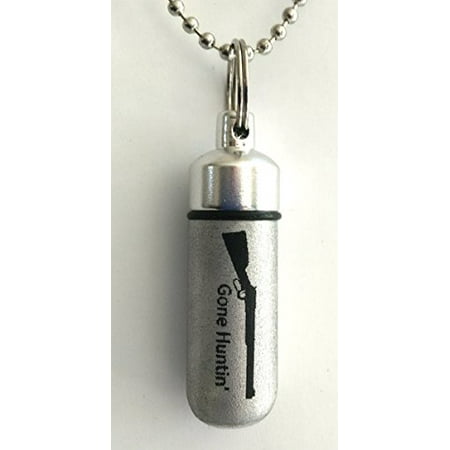 - Brushed Silver Engraved GONE HUNTIN' with Rifle CREMATION URN on 24