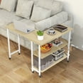 thumbnail image 4 of YYAo Movable Laptop Table, Side Table, 360° Rotating Sofa Side Table with 2-Tier Storage Shelves-Natural, 4 of 10