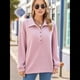 thumbnail image 4 of Sudadera Tipo Túnica de Larga Holgada para Mujer, Cuello Abotonado, Color Liso, para Invierno Rosa XL, 4 of 9
