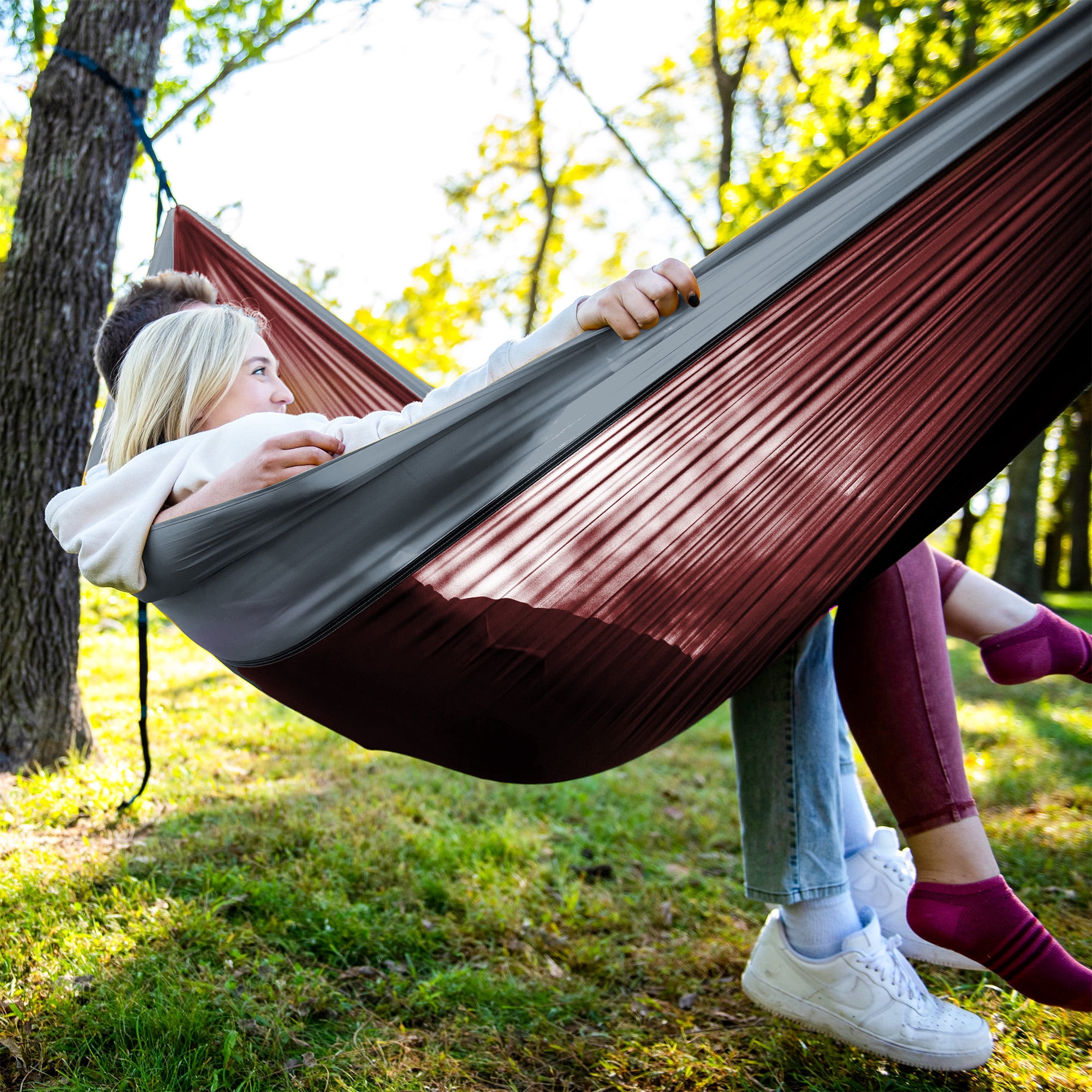 Equip 2 Person Travel Hammock Camping Hammock, Maroon & Slate
