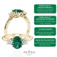 thumbnail image 4 of PEORA 14K Yellow Gold Oval Created Emerald and Lab Grown Diamond 3 Stone Trellis Ring, 1.30 Carats total, Size 9.5, 4 of 5