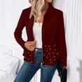 thumbnail image 2 of Women's Plus Size Heavy-Duty Beaded Jacket - Fashion Elegant Solid Color, Wine Red, XXXXXL, 2 of 5