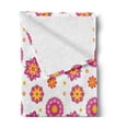 thumbnail image 2 of Orange and Pink Soft Flannel Fleece Throw Blanket, Ornamental Flowers with Blooming Petals Spring Season Theme, Cozy Plush for Indoor and Outdoor Use, 50" x 70", Pale Pink Orange Yellow, by Ambesonne, 2 of 5