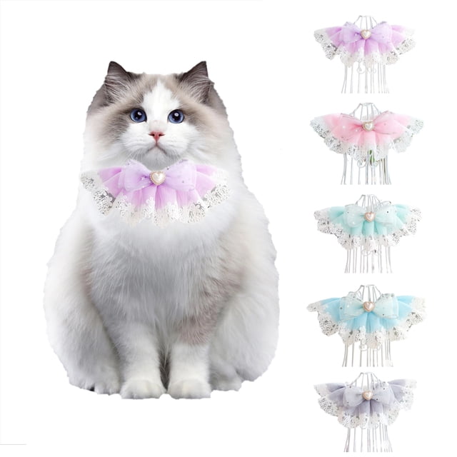 CBFFDC Pet Bib Soft Comfortable Pet Dog Collar Bowknot Saliva Towel Daily Collocation Faux Pearl Decoration