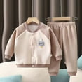 thumbnail image 7 of Esaierr Toddler Newborn 2Pcs Autumn Winter Underwear Set for Boys Girls,Baby Long Sleeve Cardigan Sleep Top + Elastic Pants Baby Sports Casual Therma Pjs 2 Piece Outfits for 3M-24M, 7 of 7