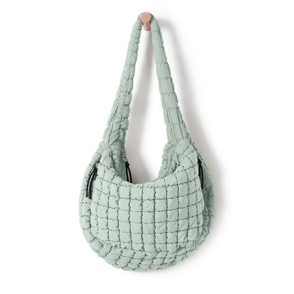 Bolsa de mano acolchada ODODOS para mujer, color verde claro