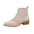 thumbnail image 2 of Willtoo Low Heel Ankle Boots for Women Chunky Heel Knit Sock Chelsea Boots Slip On Stretchy Comfortable Short Boots Fashion Fall Winter Heeled Booties, 2 of 5