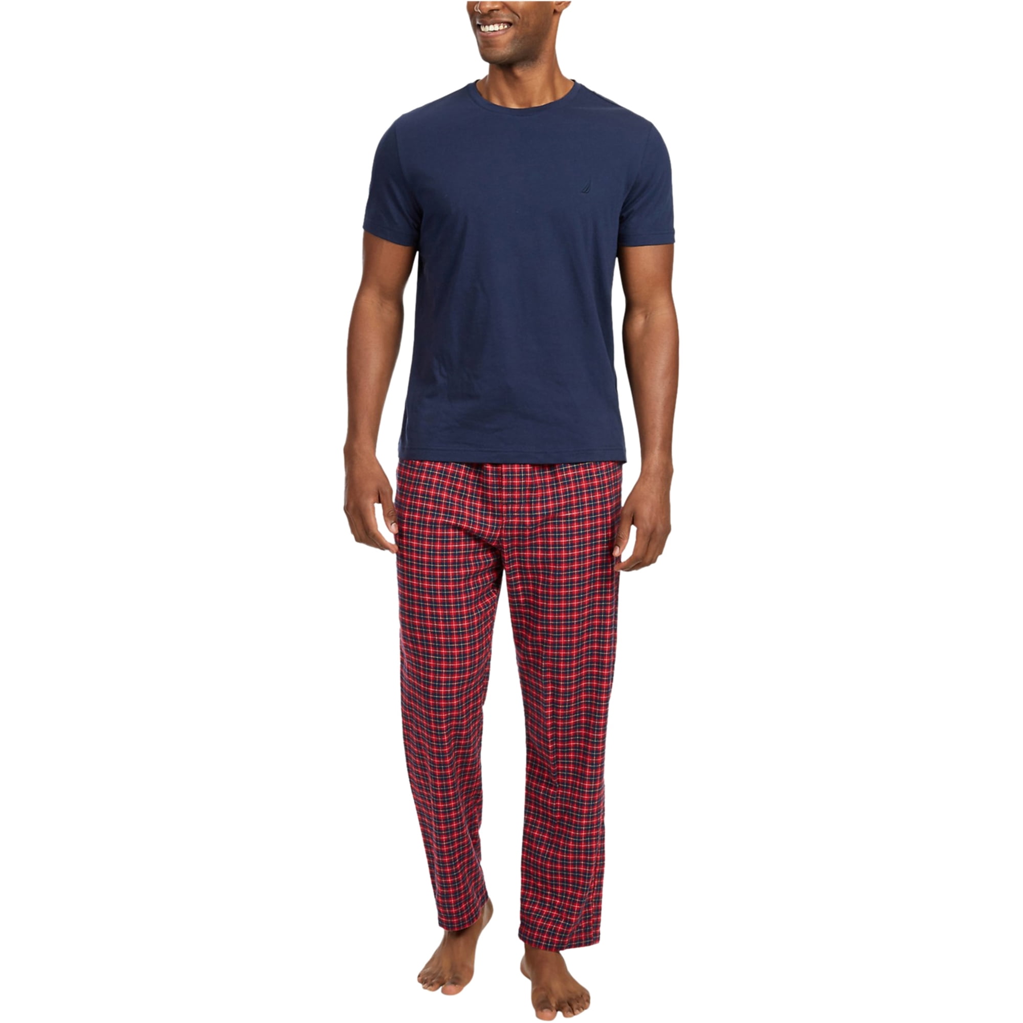 Nautica Mens Woven Pajama Set Blue Small