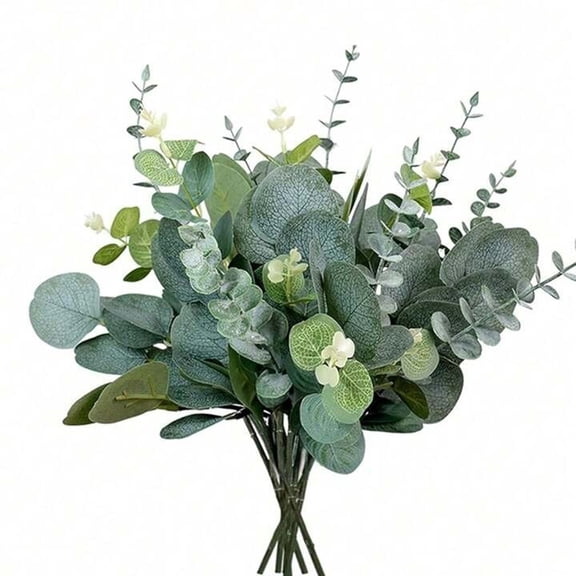 SLYNSHome 18Pcs Mixed Eucalyptus Leaves Stems Bulk Artificial Silver Dollar Leaves Picks Dried Eucalyptus Bundle Faux Spray for Wedding Vase Bouquet Floral Arrangement