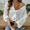 thumbnail image 3 of WRKEKC Embroidered Floral Cardigan Oversized Knit Fall Winter Layer Cozy Lounge Wear Plus Size Available White L, 3 of 5