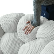99 Bubble Couch Modern, Oversized Curved Couches, Lazy Floor Sofa, Light Gray Bubble Couch,Upholstered Comfy Mesh Fabric 3D Honeycomb Shape Couches for Living Room, Office, Apartment, 3-Seater
