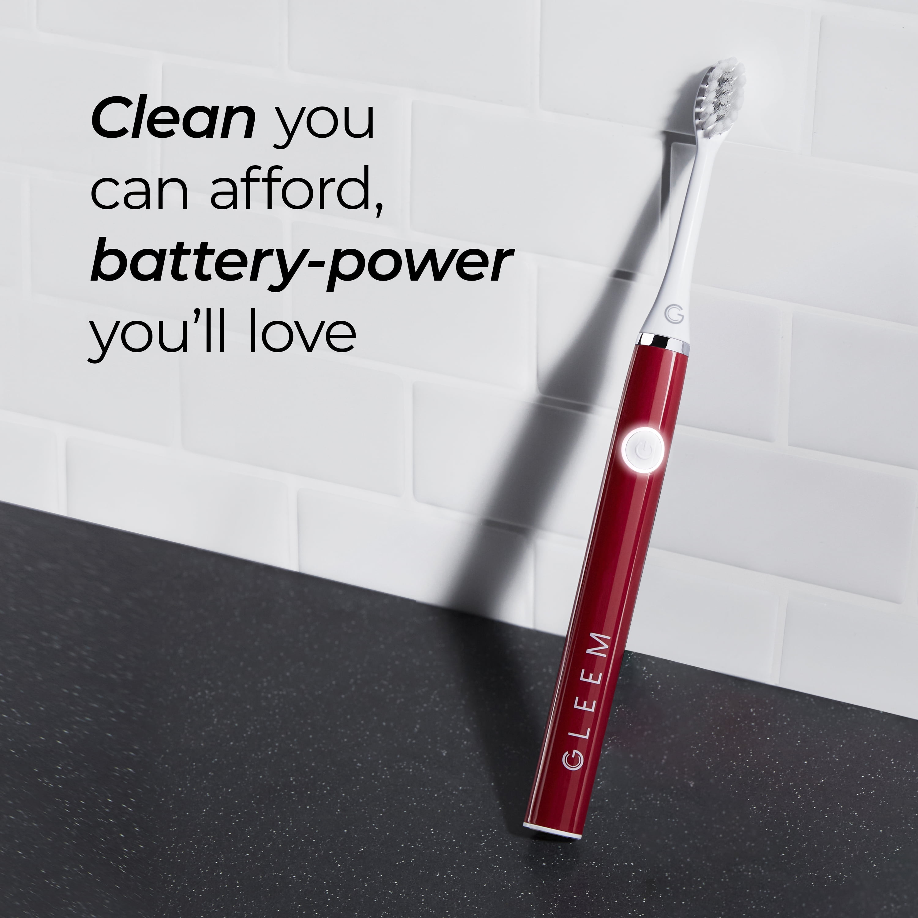 (3 pack) Gleem Battery Toothbrush, Full Head, Soft, Cranberry, 1 Ct, for Adults and Children 3+