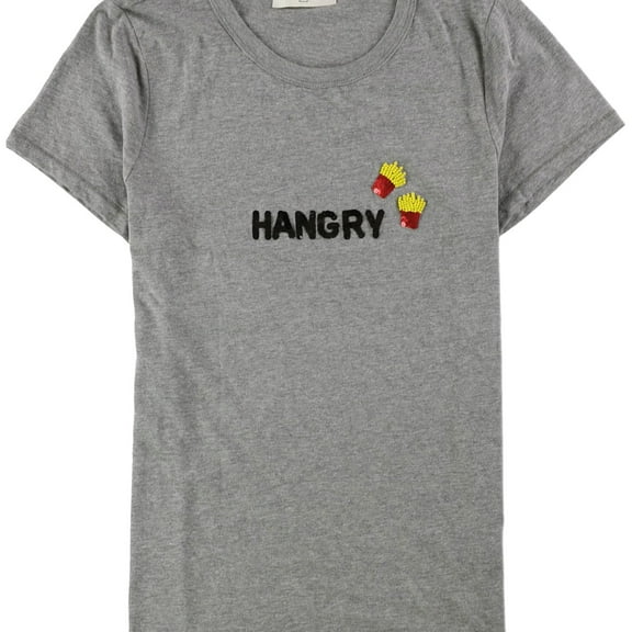 Bow & Drape Womens Hangry Embellished T-Shirt, Grey, Large
