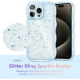 thumbnail image 2 of for iPhone 14 Pro Case 6.1",Cute Curly Wave Case with Star Glitter,Clear Shiny Bling Soft TPU Shockproof Phone Protecive Case for Women Girls-Blue, 2 of 13