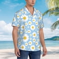 thumbnail image 2 of KLL Men's Hawaiian Shirt Short Sleeve Button Down Beach Shirts-Daisies Flowers, 2 of 5
