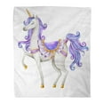 thumbnail image 1 of SIDONKU Flannel Throw Blanket Watercolor Unicorn Fairy Tale Creature Purple Blue Curly Hair Mythical Clip 50x60 Inch Lightweight Cozy Plush Fluffy Warm Fuzzy Soft, 1 of 2