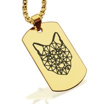 Stainless Steel Geometric Polygon Wolf Animal Dog Tag Pendant Necklace