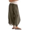 thumbnail image 2 of OIOLOYJM Wide Leg Pants for Women Lace Hem Flowy Boho Beach Cropped Balloon Pants Drawstring Elastic Waist Breathable Vacation Travel Lounge Trousers Army Green 2XL, 2 of 6