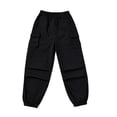 thumbnail image 7 of CQONEPT Girls Cargo Pants Straight Leg Joggers Sweatpants Casual Comfy Outdoor Sports Trousers with Multi Pockets Black 14-15Years, 7 of 7