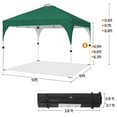 thumbnail image 3 of WDZS 10x10 Pop Up Canopy Tent with Vent, Easy Set Up Tent, Instant Sun Shelter Canopy with Wheeled Bag, 4 Sandbags, 12 Stakes & 4 Ropes, for Parties, Beach, Outdoor, Dark Green, 3 of 9