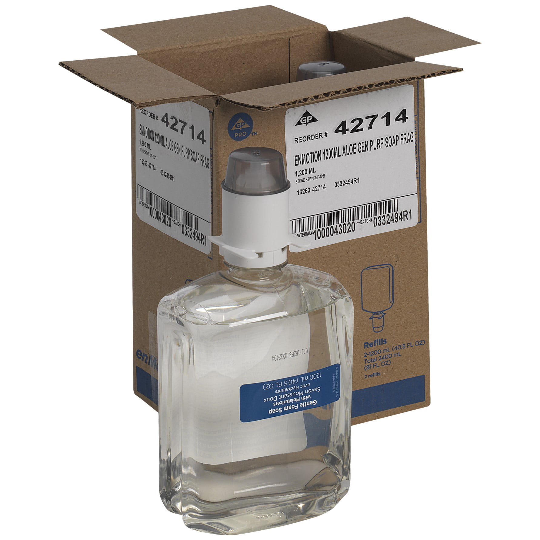 Georgia Pacific enMotion Dye & Fragrance Free Gentle Foam Soap with Moisturizer, 1200 mL | 2/Case