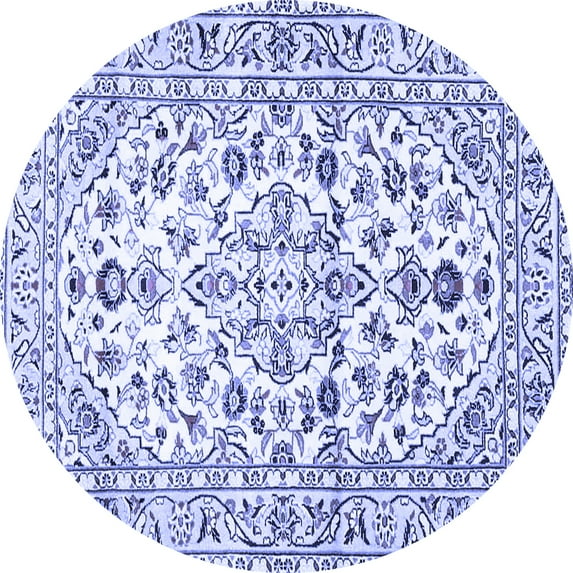Ahgly Company Machine Washable Indoor Round Persian Blue Traditional Area Rugs, 5' Round