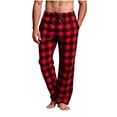 thumbnail image 2 of Mifsaly Men's Pajama Pants Plaid Lounge Sleep Pants with Pockets Drawstring Elastic Waist Relaxed Fit Sleepwear Bottoms Red,XXL, 2 of 8