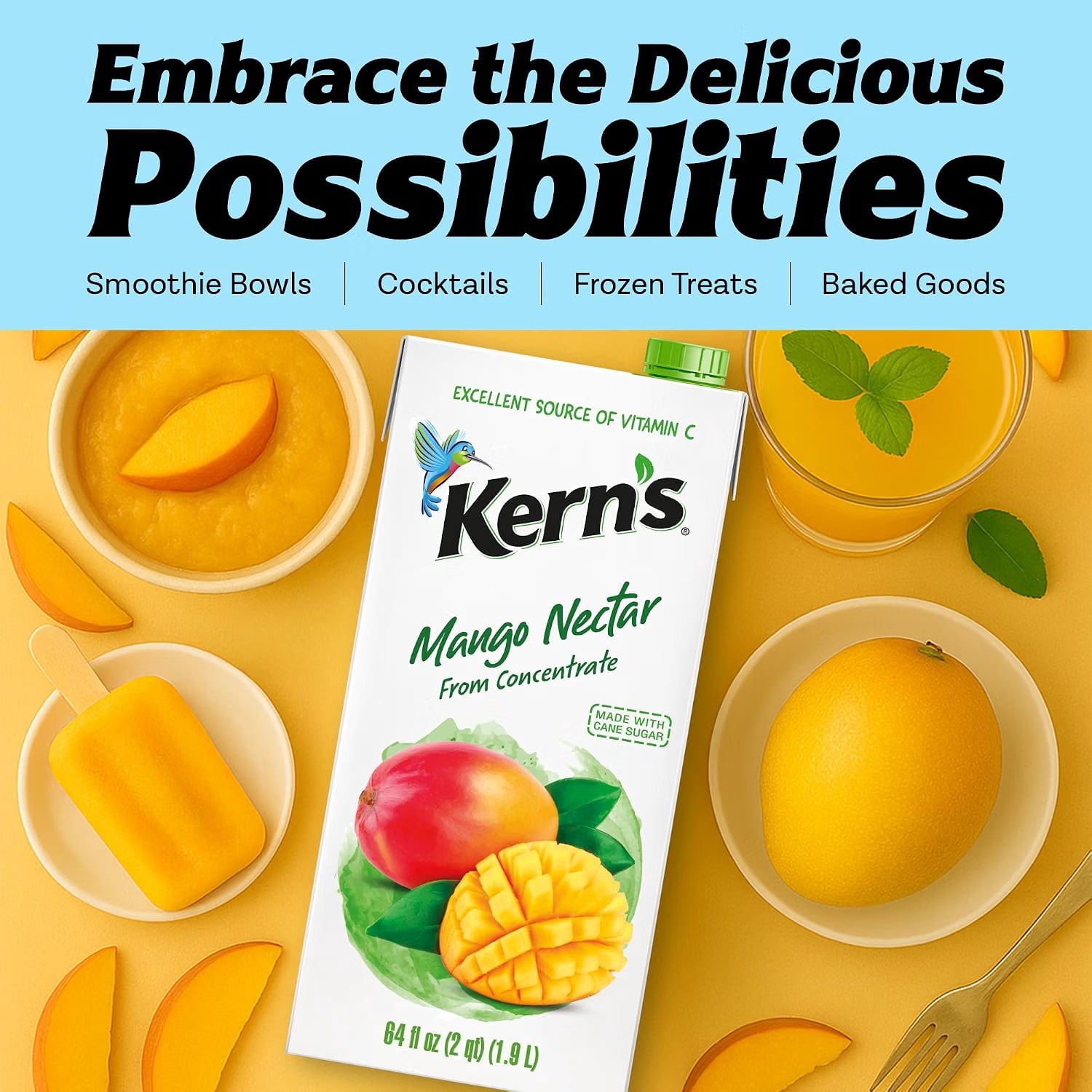 (3 pack) Kern’s Mango Nectar Juice, 64 fl oz