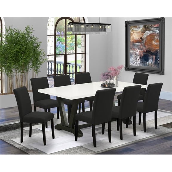 9 Piece V-Style Dinette Set - Black