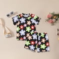 thumbnail image 2 of Ccpelsie Girls 2 Piece Summer Outfits Cap Sleeve T-Shirt and Drawstring Shorts Sets for Toddler Kids Girls(Black,2-3Y), 2 of 6