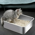 thumbnail image 7 of Stainless Steel Cat Litter Box, 17.7 X 13.8 X 3.9 inch Extra Thick Flat Bottom, Open top design with Low Entry, Ideal As A Kitty Litter Box and Small Cat Litter Box for, 7 of 7