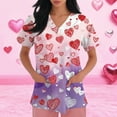 thumbnail image 3 of Valentines Scrubs Top for Women Plus Size Casual V Neck Cute Love Hearts Graphic Scrub Shirts Loose Short Sleeve Scrubs Medical Nurse Uniform Nursing Workwear with Pockets Purple Pink S, 3 of 5