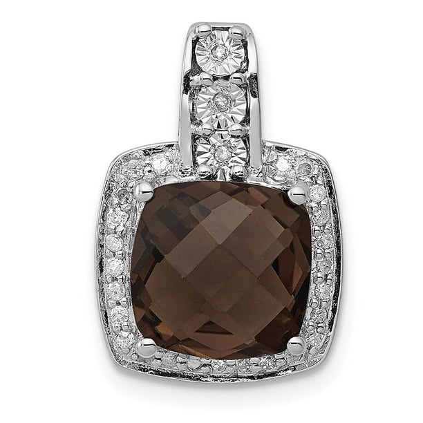 AA Jewels - Solid 925 Sterling Silver Diamond Chocolate Brown Smoky ...