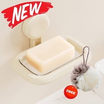 FEOLGEHLY Bar Soap Dish Holder for Shower, Suction Cup Wall Mounted Self Draining No-Drilling Removable Soap Sponge Holder for Bathroom Bathtub Kitchen Sink, Anti-Slip and Draining, White