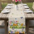 thumbnail image 4 of Easter Eggs Table Runner 72 Inches, Spring Flowers Truck Leaves Butterflies Beige Bed Runner Dresser Scarves Tabletop for Indoor Outdoor Parties/Ceremony/Banquet, 18" x 72", 4 of 8